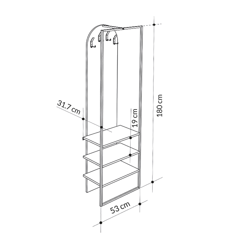 Έπιπλο εισόδου Archy Megapap χρώμα γκρι ρετρό 53x31,7x180εκ.