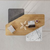 Τραπεζάκι σαλονιού σετ 3 τμχ. Nesty Megapap χρώμα saphhire oak - γκρι ρετρό - λευκό εφέ μαρμάρου 110x60x48εκ.