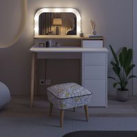 Τουαλέτα με καθρέπτη Avien Megapap με LED χρώμα λευκό - sapphire oak 105x51,1x131εκ.