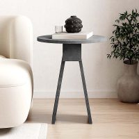 GP037-02151-2 Βοηθητικό τραπεζάκι Chen Megapap χρώμα γκρι ρετρό Φ42x50εκ.