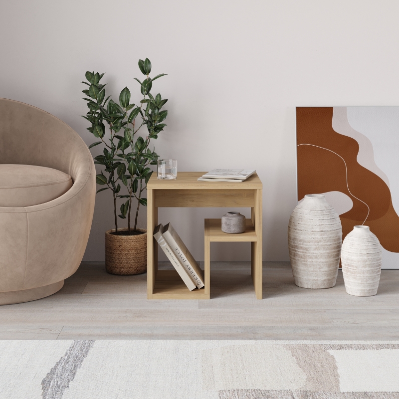 Τραπεζάκι βοηθητικό - Κομοδίνο Bon Megapap χρώμα sapphire oak 40x35x40εκ.