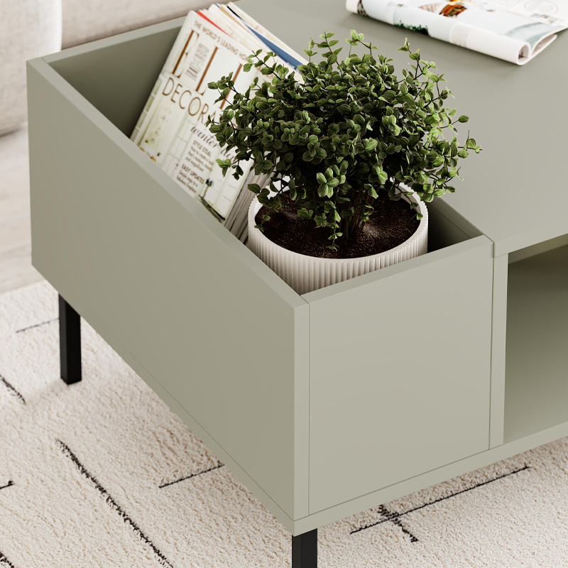 Τραπεζάκι σαλονιού Vena Megapap χρώμα ash green 100x60x42εκ.