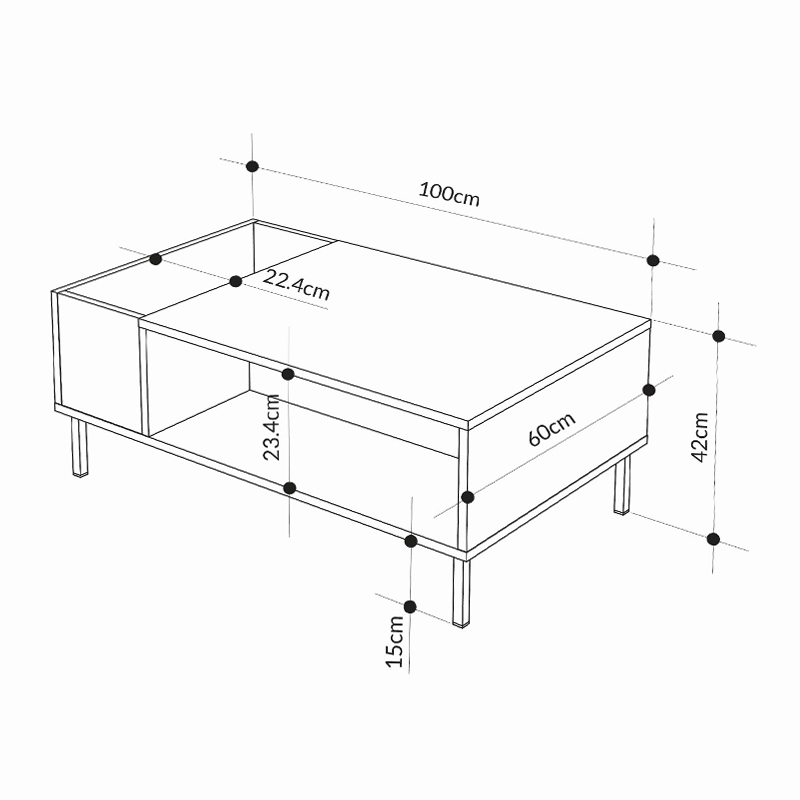 Τραπεζάκι σαλονιού Vena Megapap χρώμα ash green 100x60x42εκ.