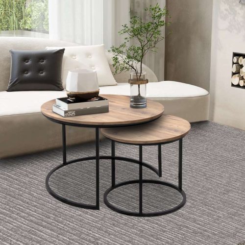 GP038-00026-1 Τραπεζάκια σαλονιού Gary Megapap Mdf - μεταλλικό χρώμα ακακίας 65x65x44εκ.