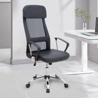 Καρέκλα γραφείου Ovis Megapap με τεχνόδερμα και ύφασμα Mesh χρώμα μαύρο 63x63x119/129εκ.