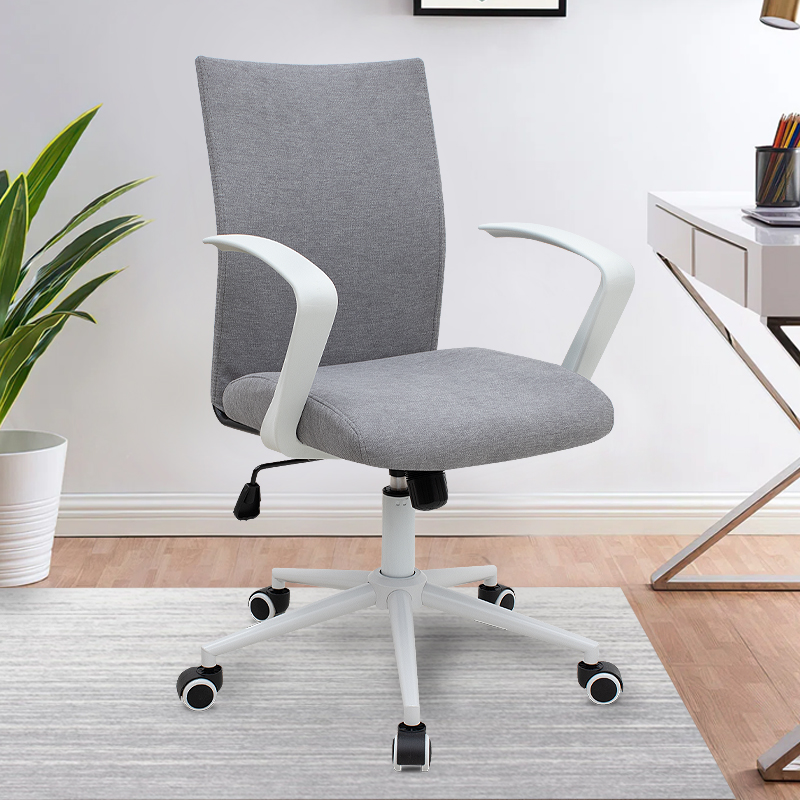 Καρέκλα γραφείου Berlin Megapap υφασμάτινη χρώμα γκρι - λευκό 64x63x89/96εκ.