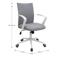 Καρέκλα γραφείου Berlin Megapap υφασμάτινη χρώμα γκρι - λευκό 64x63x89/96εκ.