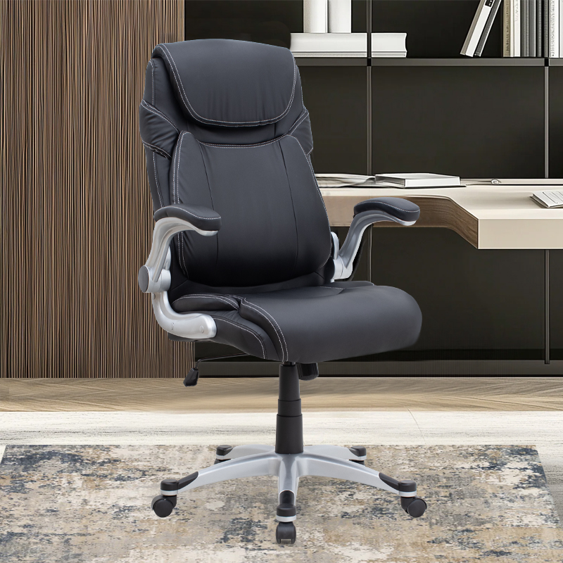 Καρέκλα γραφείου διευθυντική Gustavo Megapap από τεχνόδερμα χρώμα μαύρο 69x65x116/126εκ.