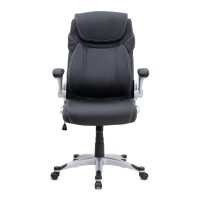 Καρέκλα γραφείου διευθυντική Gustavo Megapap από τεχνόδερμα χρώμα μαύρο 69x65x116/126εκ.