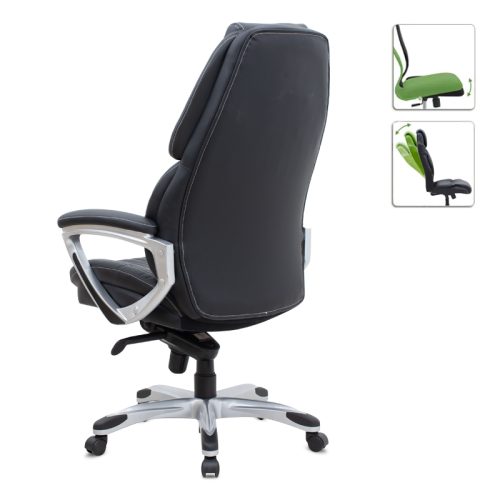 Καρέκλα γραφείου διευθυντική Duke Megapap από τεχνόδερμα χρώμα μαύρο 72x70x120/125εκ.