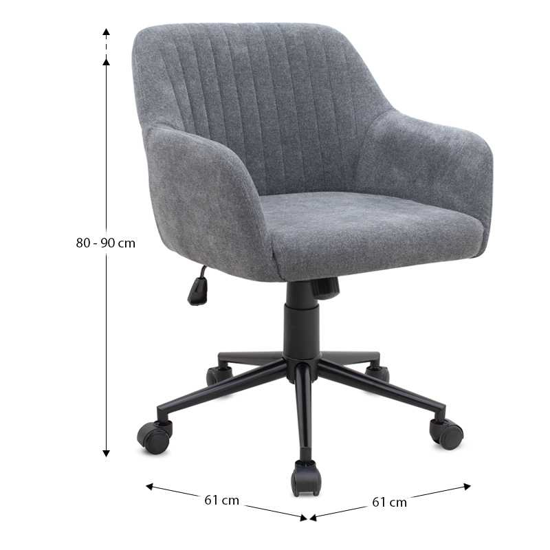 Καρέκλα γραφείου Alice Megapap υφασμάτινη χρώμα γκρι 61x61x80/90εκ.