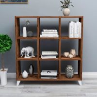 GP041-00095-2 Βιβλιοθήκη Saul Megapap χρώμα καπνιστή καρυδιά 88,2x20x88,2εκ.