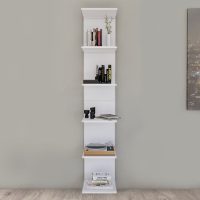 Βιβλιοθήκη - Ραφιέρα τοίχου Ogden Megapap χρώμα λευκό 34,5x30x180εκ.