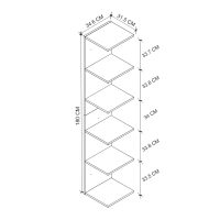 GP041-00104-4 Βιβλιοθήκη - Ραφιέρα τοίχου Ogden Megapap χρώμα ανθρακί 34,5x30x180εκ.