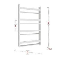Επιτοίχια βιβλιοθήκη - ραφιέρα Montessori Megapap χρώμα λευκό 74x10x120εκ.