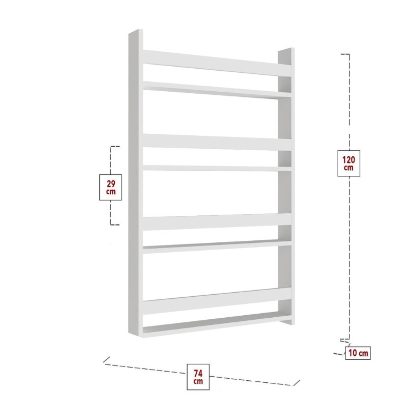 Επιτοίχια βιβλιοθήκη - ραφιέρα Montessori Megapap χρώμα λευκό 74x10x120εκ.