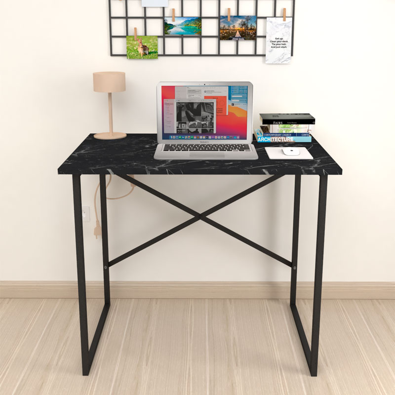 Γραφείο εργασίας Rilke Megapap χρώμα μαύρο εφέ μαρμάρου 90x60x75εκ.