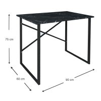 Γραφείο εργασίας Rilke Megapap χρώμα μαύρο εφέ μαρμάρου 90x60x75εκ.