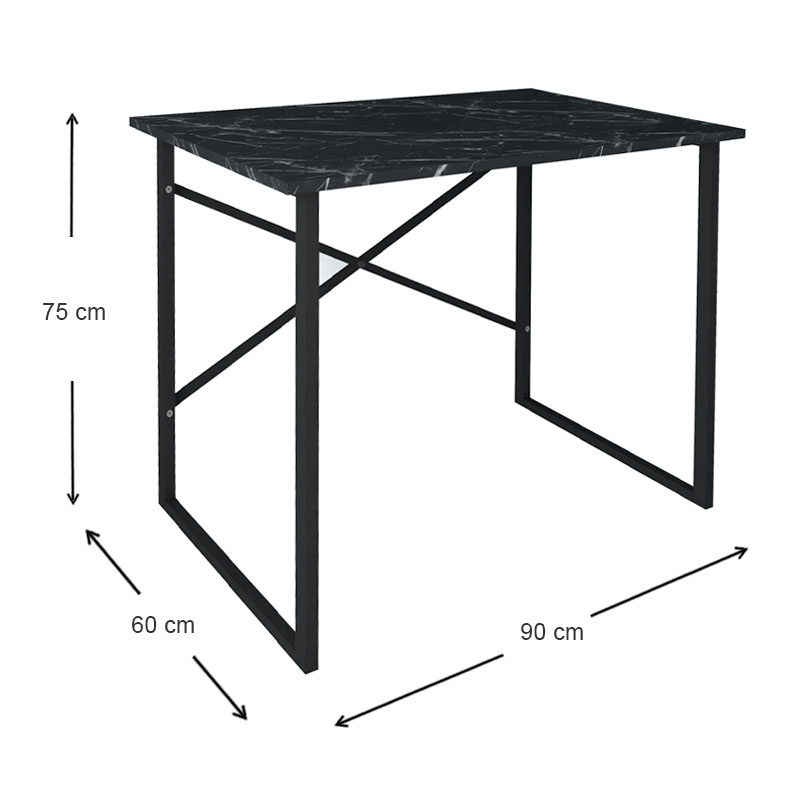 Γραφείο εργασίας Rilke Megapap χρώμα μαύρο εφέ μαρμάρου 90x60x75εκ.