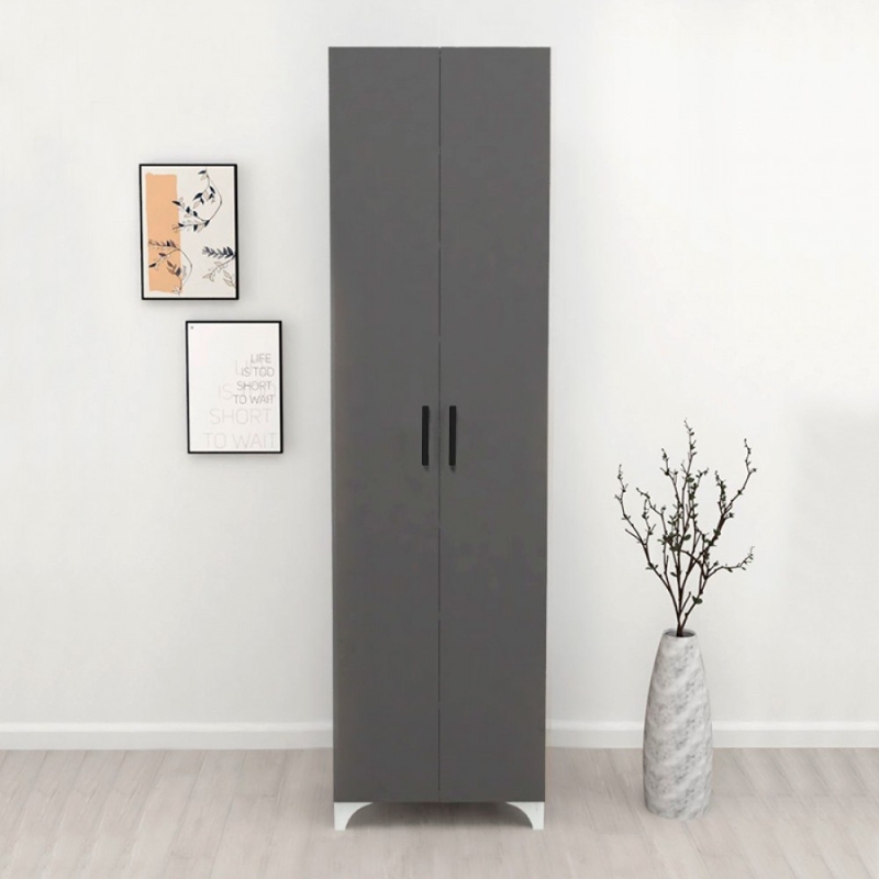 GP041-00153-3 Ντουλάπα - Παπουτσοθήκη Lilly Megapap χρώμα ανθρακί 49x32x178εκ.