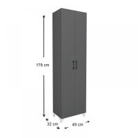 GP041-00153-5 Ντουλάπα - Παπουτσοθήκη Lilly Megapap χρώμα ανθρακί 49x32x178εκ.