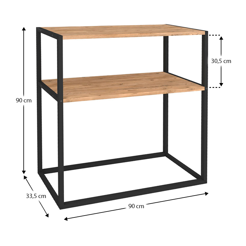 Κονσόλα Castel Megapap μεταλλική - μελαμίνης χρώμα μαύρο - pine oak 90x33,5x90εκ.