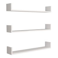 Ραφιέρα τοίχου Tyrion Megapap 3 τεμαχίων χρώμα λευκό 90x15x12εκ.