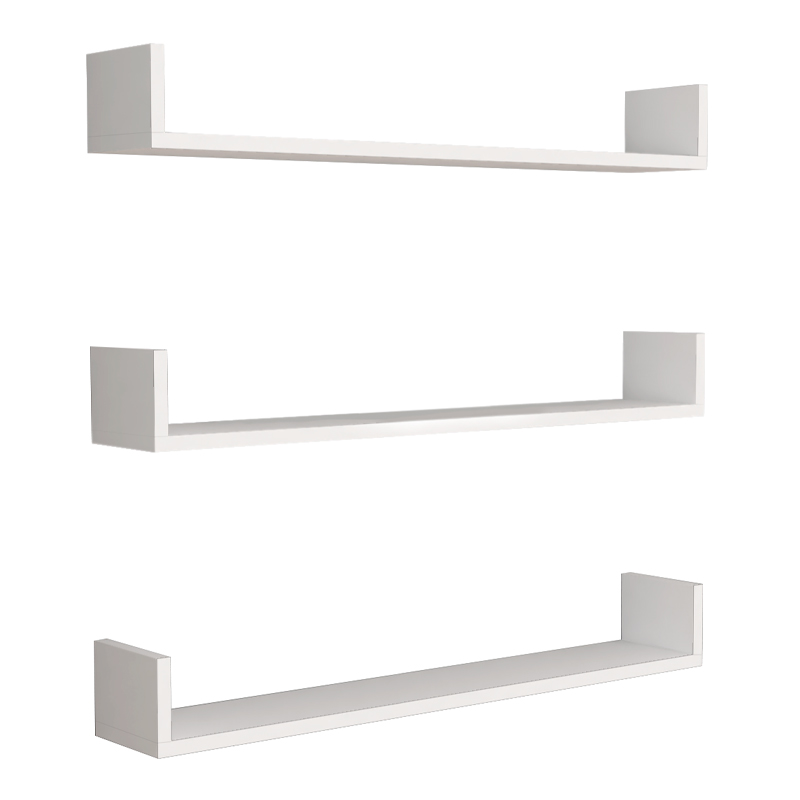 Ραφιέρα τοίχου Tyrion Megapap 3 τεμαχίων χρώμα λευκό 90x15x12εκ.