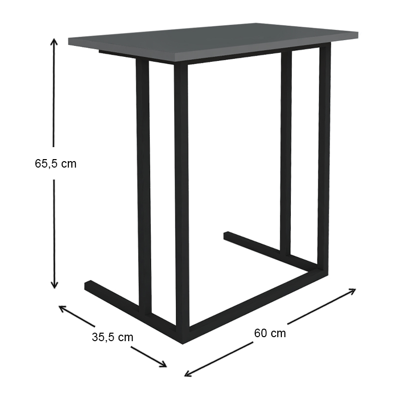 Τραπεζάκι βοηθητικό Jango Megapap μεταλλικό - μελαμίνης χρώμα μαύρο - ανθρακί 60x35,5x65,5εκ.
