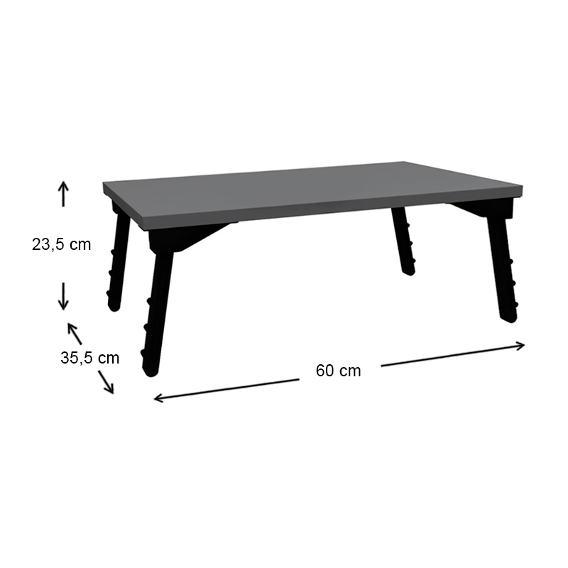 Τραπεζάκι laptop Sidon Megapap χρώμα ανθρακί 60x35,5x23,5εκ.