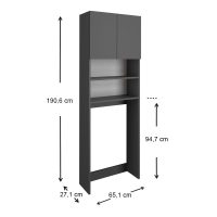 Έπιπλο πλυντηρίου Ramsey Megapap χρώμα ανθρακί 65x27x190,6εκ.