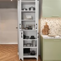 GP041-00371-2 Ντουλάπα κουζίνας/μπάνιου Charlie Megapap χρώμα λευκό 62,6x35,8x186εκ.