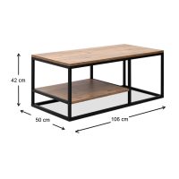 Τραπεζάκι σαλονιού Kane Megapap μεταλλικό - μελαμίνης χρώμα pine oak 106x50x42εκ.