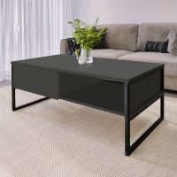 Τραπεζάκι σαλονιού Lawrence Megapap χρώμα ανθρακί 105x60x46εκ.