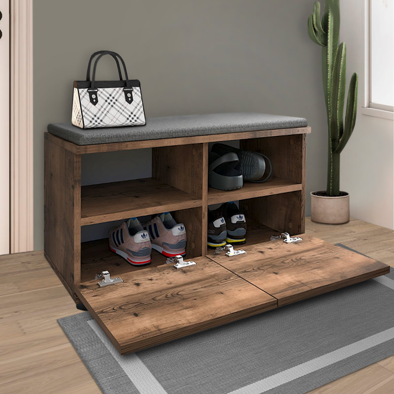 Παπουτσοθήκη Twain Megapap 8 ζευγών χρώμα καπνιστή καρυδιά 80x35x42εκ.