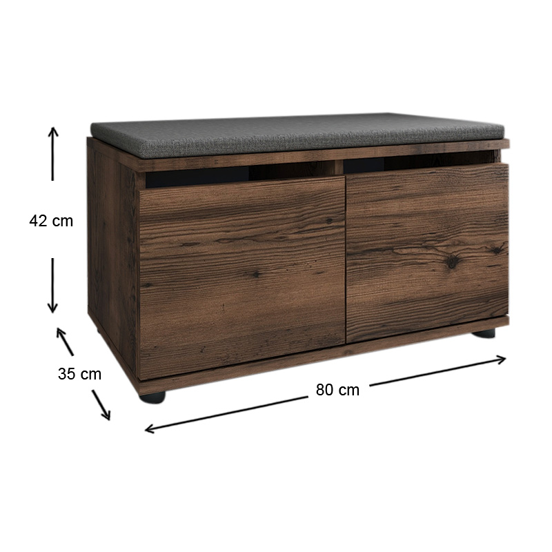 Παπουτσοθήκη Twain Megapap 8 ζευγών χρώμα καπνιστή καρυδιά 80x35x42εκ.