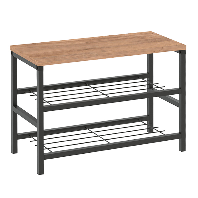 Παπουτσοθήκη Dalia Megapap 6 ζευγών μεταλλική - μελαμίνης χρώμα μαύρο - pine oak 65x30x45εκ.