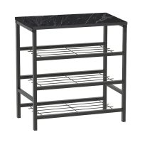 GP041-00602-2 Παπουτσοθήκη Dalia Megapap 9 ζευγών μεταλλική - μελαμίνης χρώμα μαύρο εφέ μαρμάρου 65x30x67εκ.