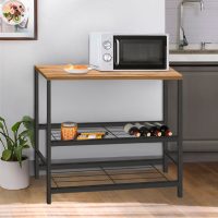 Τραπεζάκι βοηθητικό για φουρνάκι Mulligan Megapap μεταλλικό - μελαμίνης χρώμα μαύρο - pine oak 80x40x80εκ.