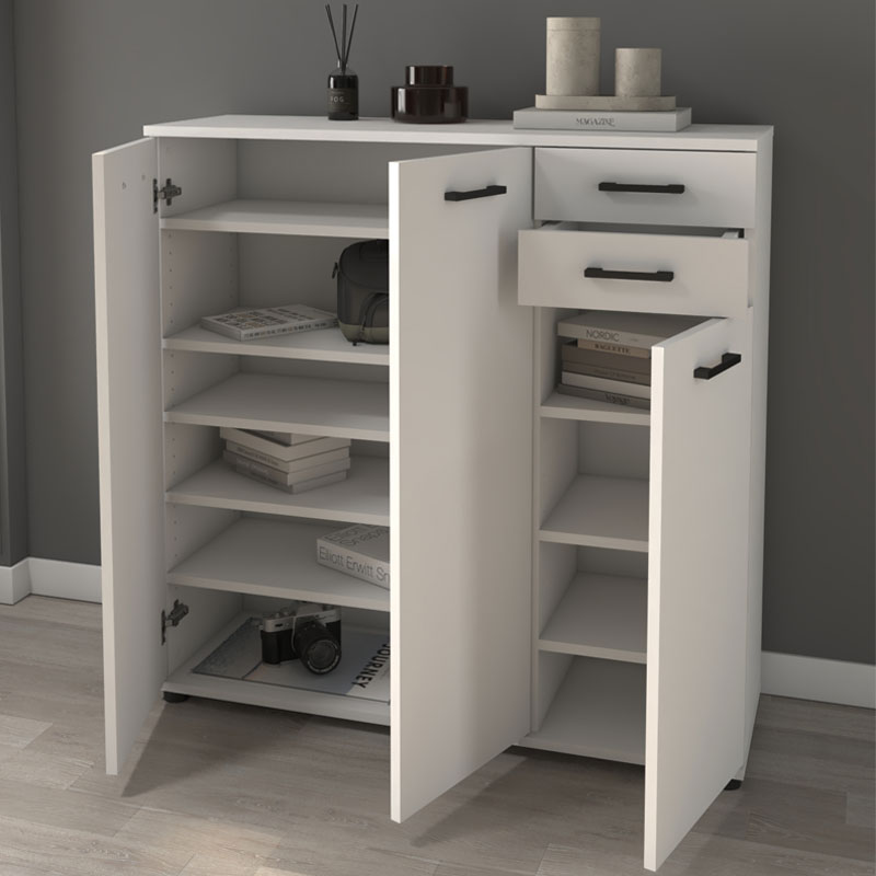 GP041-00642-1 Παπουτσοθήκη - ντουλάπι Polly Megapap χρώμα λευκό 108x35x108εκ.