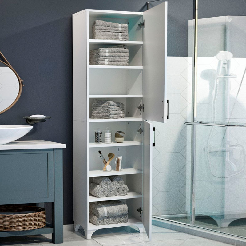 GP041-00691-1 Ντουλάπι κουζίνας/μπάνιου Charlie Megapap χρώμα λευκό 49x31,8x173,9εκ.