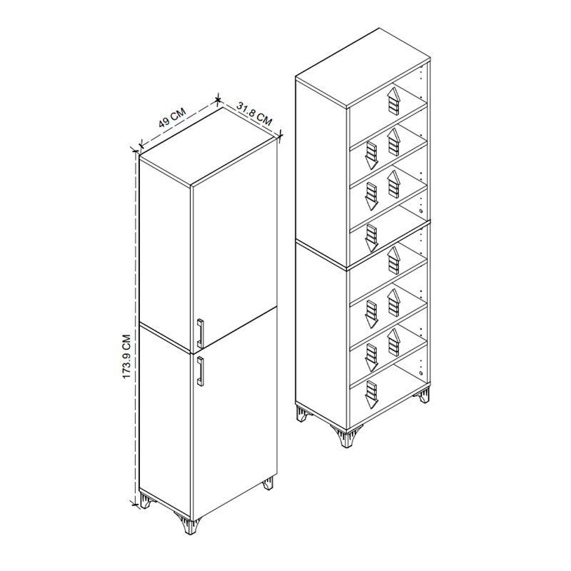 GP041-00691-6 Ντουλάπι κουζίνας/μπάνιου Charlie Megapap χρώμα λευκό 49x31,8x173,9εκ.