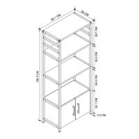 Έπιπλο κουζίνας Agero Megapap μεταλλικό - μελαμίνης χρώμα μαύρο - pine oak 56,1x30x138,3εκ.