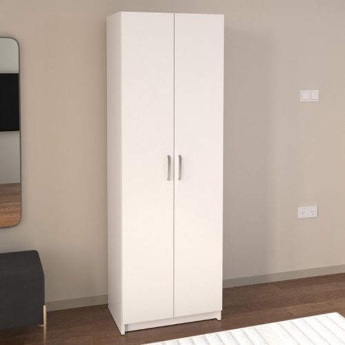 GP041-00851-1 Παπουτσοθήκη Renso Megapap δίφυλλη χρώμα λευκό 59,8x37,8x178,5εκ.