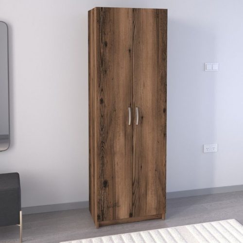 GP041-00852-1 Παπουτσοθήκη Renso Megapap δίφυλλη χρώμα καπνιστή καρυδιά 59,8x37,8x178,5εκ.