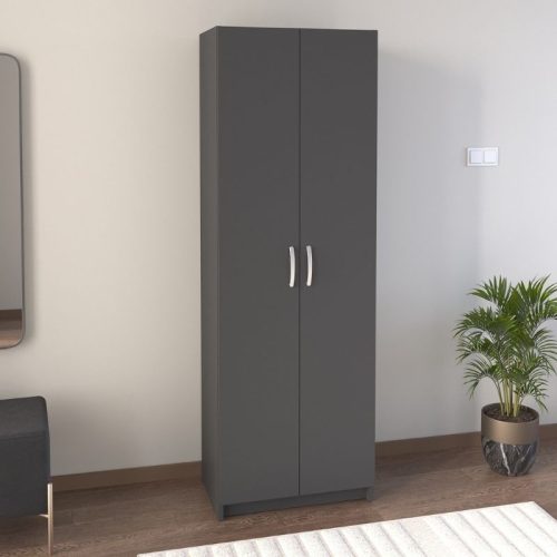 GP041-00854-1 Παπουτσοθήκη Renso Megapap δίφυλλη χρώμα ανθρακί 59,8x37,8x178,5εκ.