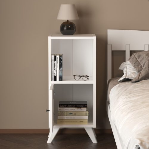 GP041-00901-1 Κομοδίνο Vira Megapap χρώμα λευκό 34x30x78εκ.