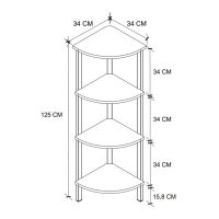 Βιβλιοθήκη γωνιακή Lela Megapap χρώμα μαύρο - καπνιστή καρυδιά 34x34x125εκ.