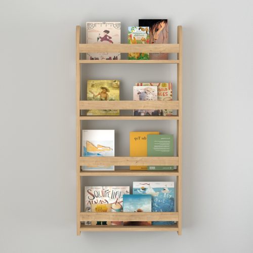 Επιτοίχια βιβλιοθήκη - ραφιέρα Montessori Megapap χρώμα sapphire oak 60x15x120εκ.