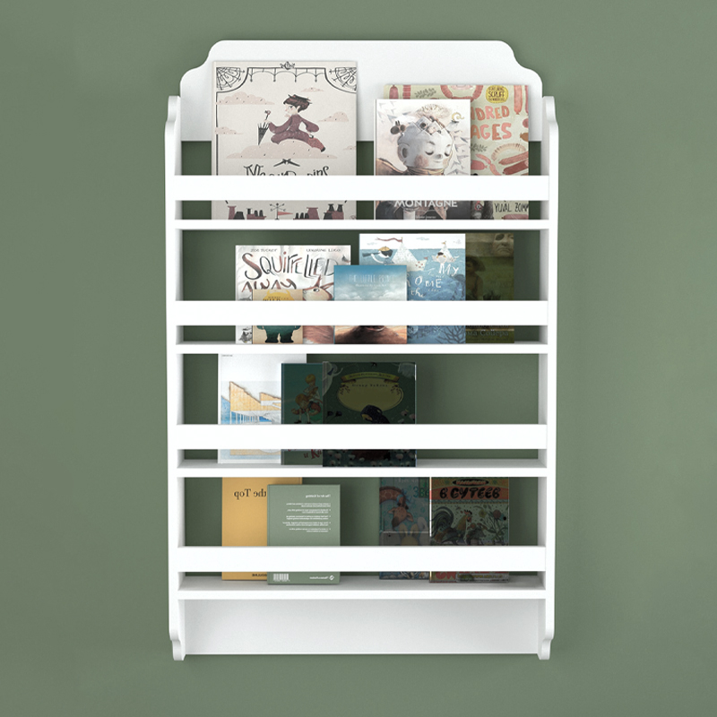 Επιτοίχια βιβλιοθήκη - ραφιέρα Montessori Megapap χρώμα λευκό 80x15x132εκ.